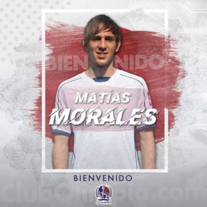 Olimpia: El club olimpista se sigue reforzando y en esta ocasión anunciaron el fichaje del mediocampista argentino Matías Morales, quien llega procede del Atlanta de la segunda división de Argentina. El jugador cuenta con 28 años de edad.