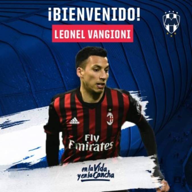 El lateral zurdo Leonel Vangioni deja el AC Milan y llega al Club de Fútbol Monterrey, tal y como ha anunciado el club mexicano.
