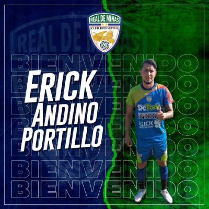 El delantero Erick Andino, ex Honduras Progreso y Motagua, fue confirmado como nuevo refuerzo del Real de Minas para el Torneo Clausura 2021.