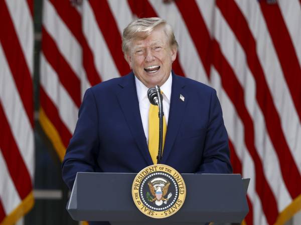 El presidente de Estados Unidos, Donald Trump, el lunes durante un acto en la Rosaleda de la Casa Blanca, en Washington.