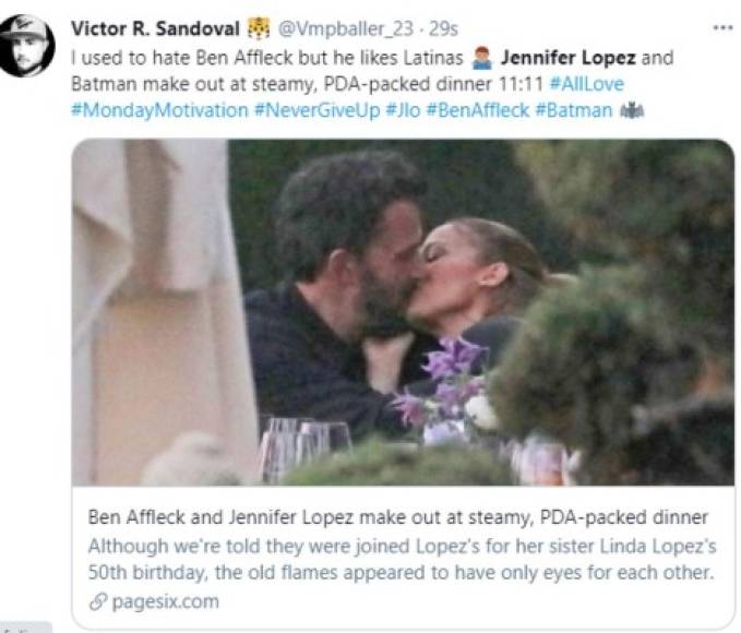 El portal Page Six ha puesto fin a las especulaciones un video donde se ve a Jennifer López dándole unos apasionados besos a Ben.