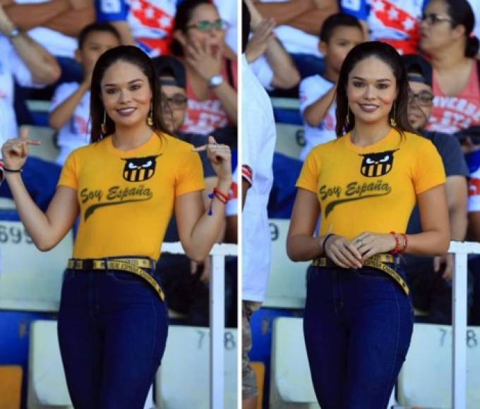 La hermosa Sirey Morán, Miss Honduras 2016, llegó al estadio Nacional para apoyar al equipo de sus amores, el Real España.