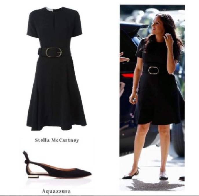 El vestido es un modelo de la diseñadora británica Stella McCartney combinado con unas zapatillas de punta de su marca favorita Aquazzura.