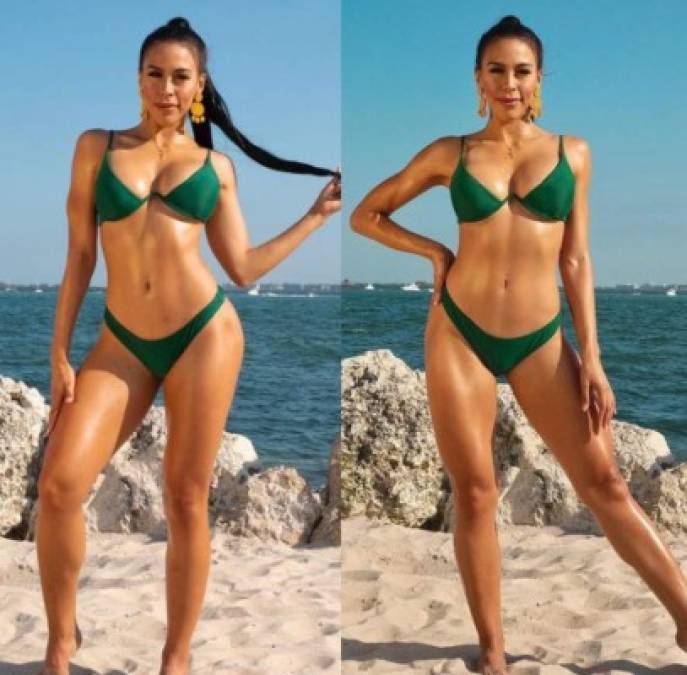 La catracha Mariajosé Alvarado se lució al lucir este bikini color verde esmeralda.