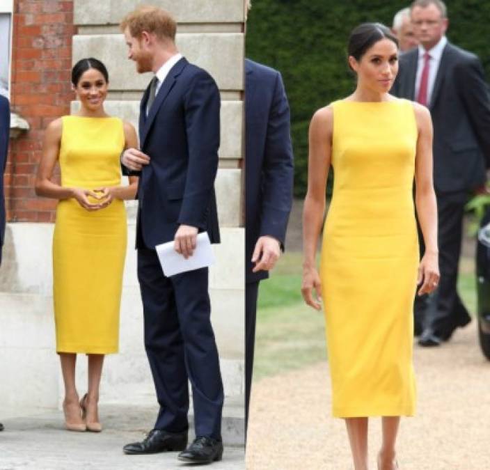 Para la fiesta dada para los jóvenes del Commonwealth, Meghan usó en un vestido midi amarillo canario de Brandon Maxwell de $1,506 dólares.<br/><br/>Esto sumado a sus zapatos de Manolo Blahnik y accesorios sumaron un total de $2,587.25 dólares.<br/><br/>