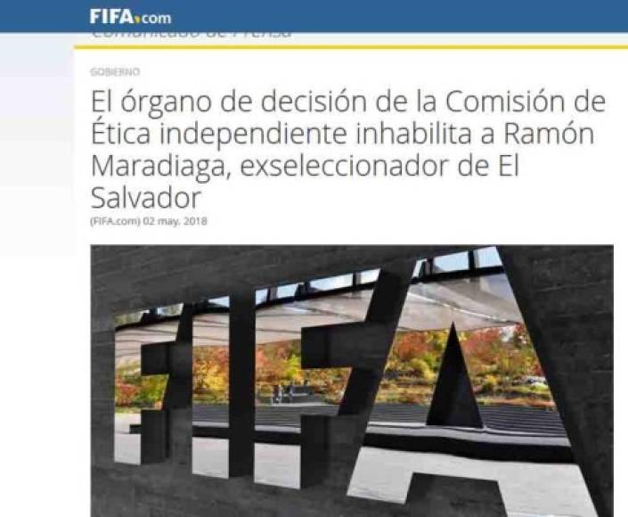 - El órgano de decisión de la Comisión de Ética independiente de la FIFA anunció este miércoles que ha inhabilitado por dos años al entrenador hondureño Ramón Maradiaga por 'su implicación en un intento de manipulación de partidos'.
