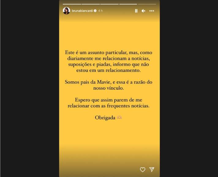 Este fue el comunicado que compartió Bruna Biancardi en su cuenta de Instagram para anunciar el final de la relación con Neymar.