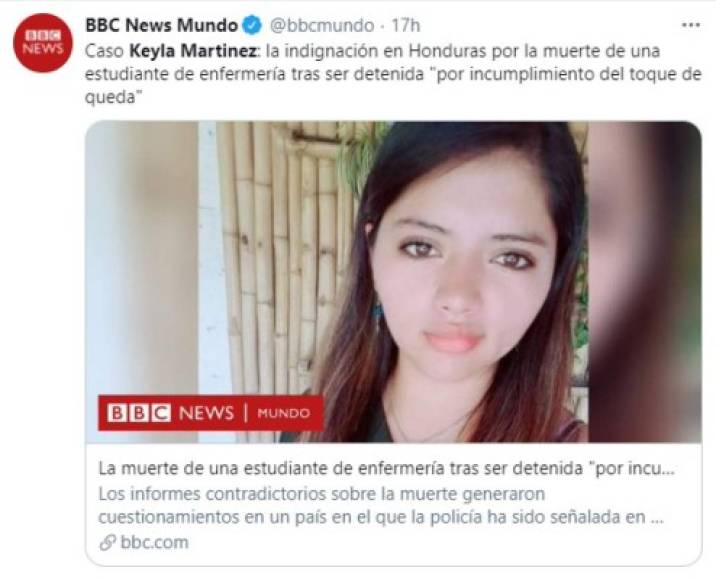 Entre ellos, la BBC de Londres, Inglaterra, quien ha hecho eco del homicidio del que fue víctima la estudiante de Enfermería de la Universidad Nacional Autónoma de Honduras del Valle de Sula (Unah). <br/>