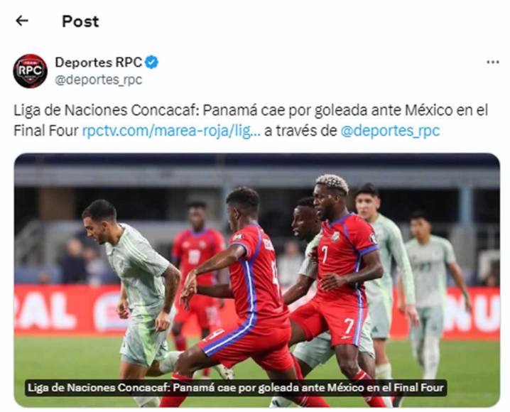 Deportes RPC de Panamá tituló así su crónica del partido: “Panamá cae por goleada ante México en el Final Four”.