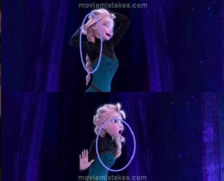 Frozen: Error de animación, el pelo le atraviesa el hombro.
