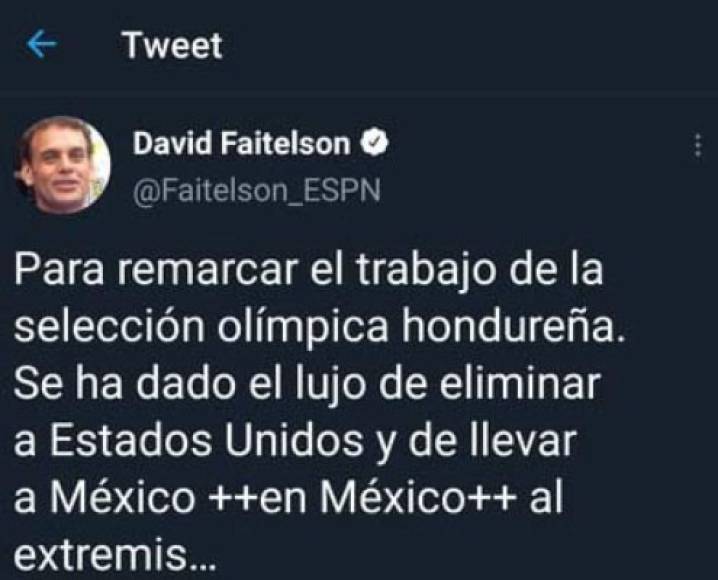 David Faitelson destacó el enorme trabajo de Honduras en el Preolímpico de Concacaf.