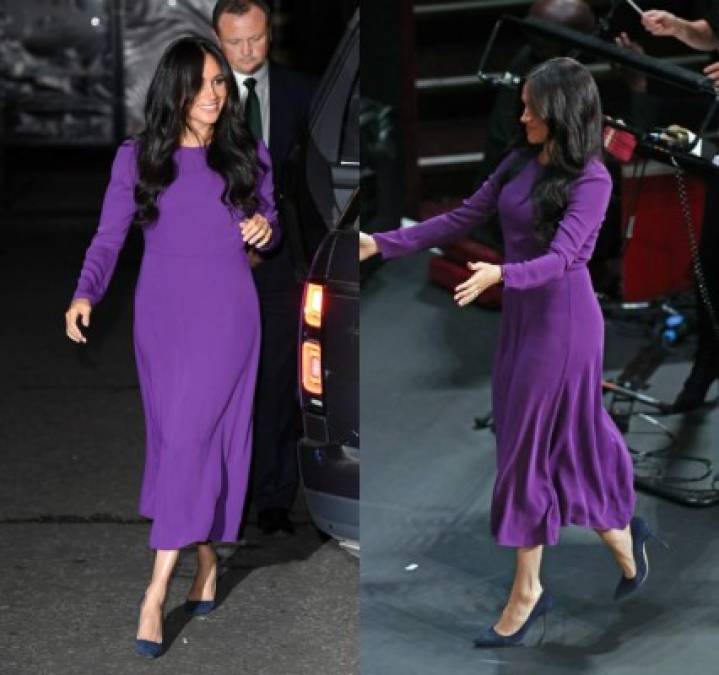 Octubre 22 de 2019<br/><br/>La Cumbre Mundial One Young fue el escenario donde Meghan arribó con un espectacular vestido púrpura de Aritzia que combinó con unos zapatos azules de Manolo Blahnik. MIRA: <a href='https://www.laprensa.hn/fotogalerias/sociales/1351116-411/meghan-harry-lujosa-mansion-donde-viven-ahora-canada' style='color:red;text-decoration:underline' target='_blank'>Meghan y Harry: la lujosa mansión donde viven ahora en Canadá</a><br/><br/><br/>