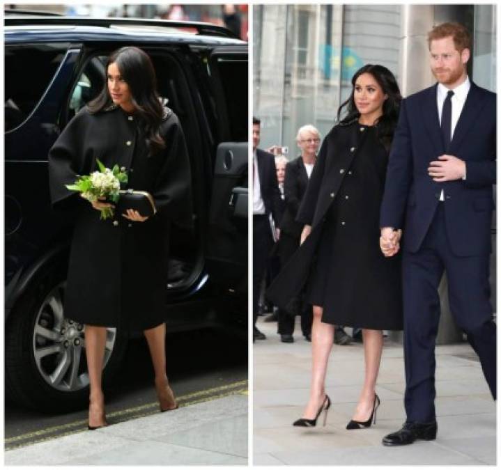 19 DE MARZO<br/><br/>Durante una de sus últimas presentaciones antes de retirarse a esperar el parto, Meghan llevó un abrigo oscuro para visitar la Casa de Nueva Zelanda, donde firmó un libro de condolencias en nombre de la Familia Real luego del reciente ataque terrorista en una mezquita en Christchurch.