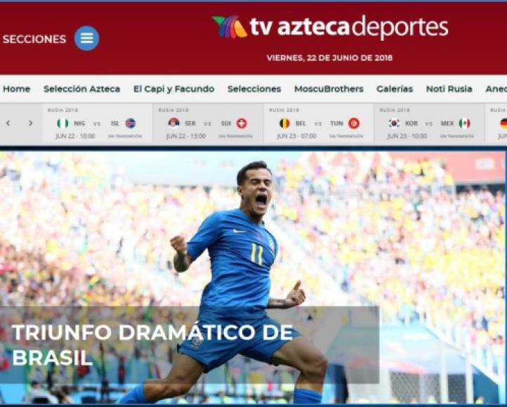 Portal de Tv Azteca de México.