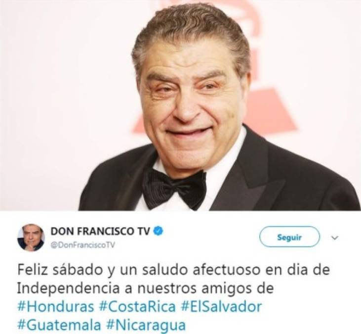 El famosos presentador chileno Mario Kreutzberger, mejor conocido como Don Francisco, recordó la independencia de Centroamérica​.