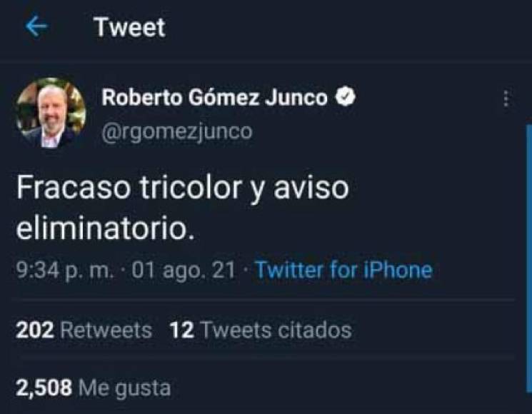 El experimentado periodista Roberto Gómez Junco señaló de fracaso lo realizado por México en la Copa Oro.