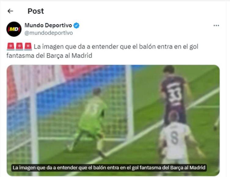 Mundo Deportivo mostró una nueva imagen donde al parecer se ve que el balón ingresó en su totalidad y era gol legítimo del FC Barcelona.