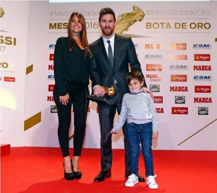 El look de Messi y Antonela Roccuzzo en la entrega de la Bota de Oro.