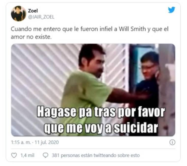Will Smith se volvió tendencia en las redes sociles tras la confesión. Los usuarios comenzaron a difundir divertidos memes. Aquí te dejamos los mejores.