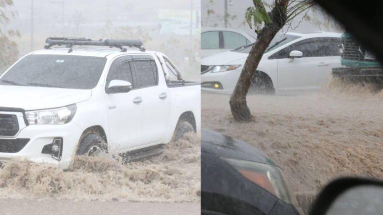 Diversas calles de la capital de Honduras se encuentran inundadas debido a las fuertes lluvias que se presentan este lunes 22 de abril en la zona central del país.