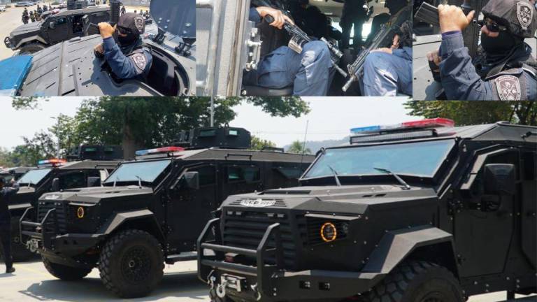 La Policía Nacional de Honduras exhibió este miércoles cuatro Black Mamba Sandcat más que llegaron a San Pedro Sula para combatir la delincuencia y el narcotráfico en el país.