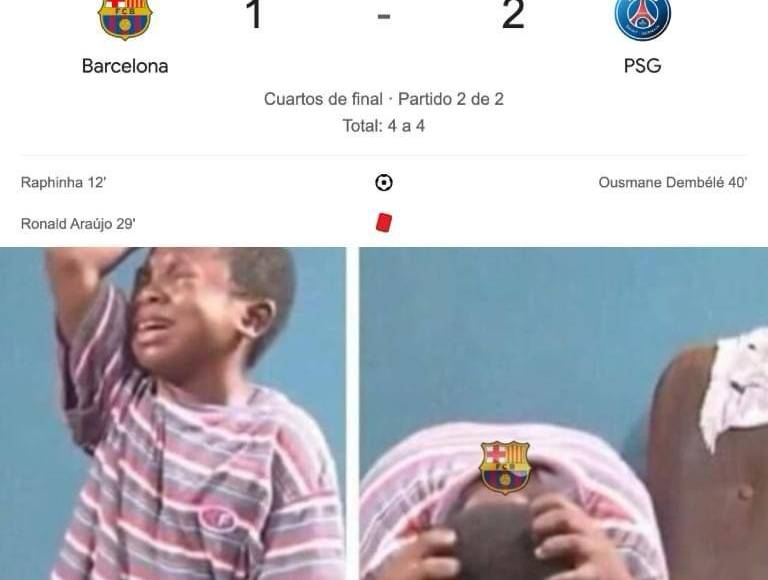 Memes destrozan al Barcelona tras ser eliminados por el PSG en Champions