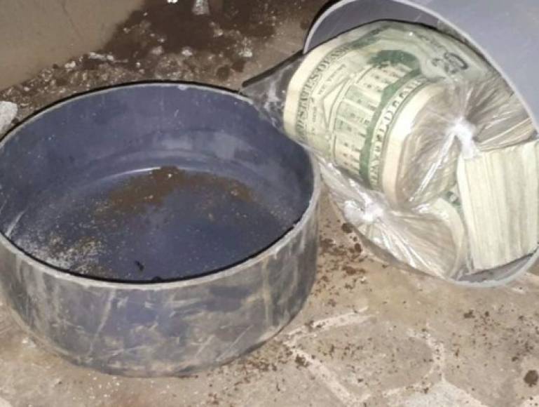El pandillero enterró el dinero en tubos de pvc en el patio de su casa.