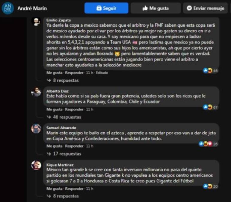 Seguidores catrachos salieron en defensa por los comentarios de los mexicanos criticando el amistoso.