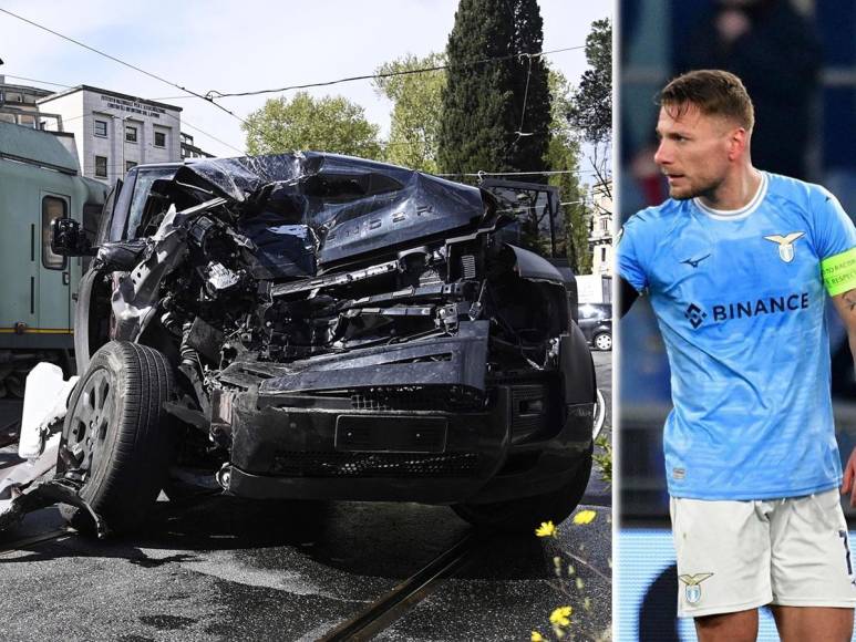 El futbolista italiano Ciro Immobile se salvó este domingo de morir tras sufrir un terrible accidente de tránsito al impactar su carro con un tranvía en Roma. El capitán de la Lazio viajaba con sus hijas.