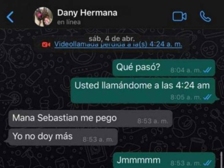 El 4 de abril del 2019 a las 4.24 de la mañana, Daniela intentó una videollamada con su hermana y posteriormente esta le respondió. La expareja del jugador le revela a su familiar que nuevamente fue golpeada-