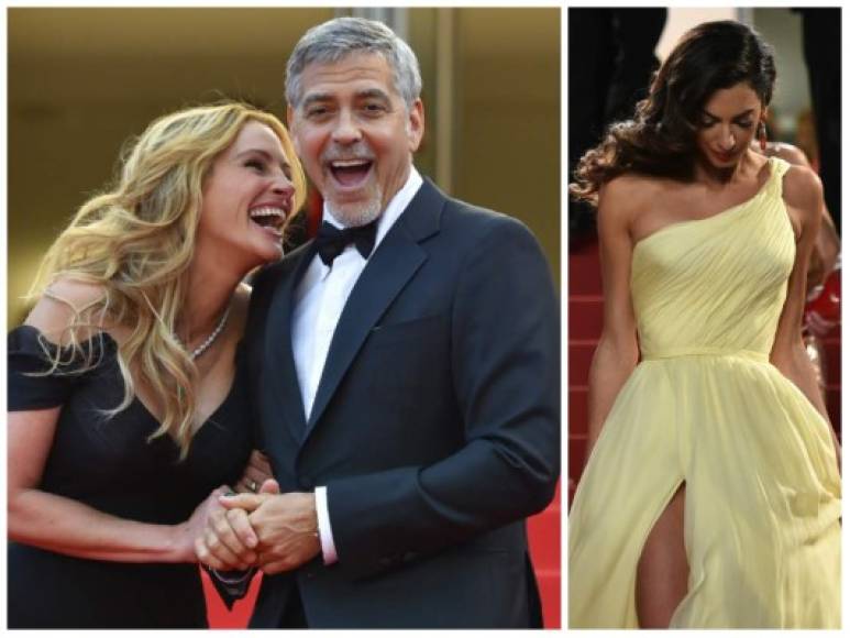 Julia Roberts pisó hoy por primera vez la alfombra roja de Cannes y lo hizo con su habitual enorme sonrisa, que iluminó el desfile previo al estreno de 'Money Monster', película dirigida por Jodie Foster y con George Clooney, que acudió junto a su esposa, Amal Clooney.