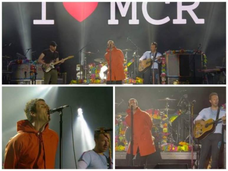 Liam Gallagher (Oasis) hizo su tan esperada aparición en el concierto quien fue acompañado por Cold Play para interpretar el tema de Oasis 'Live forever', dedicado a todas las víctimas del ataque del Manchester Arena.<br/>