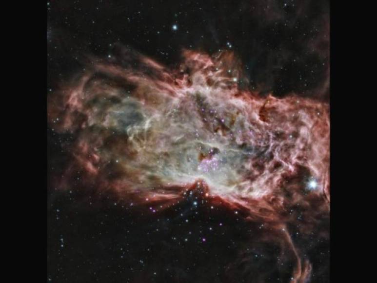 Nebulosa de la Flama.<br/><br/>NGC 2024 o la Nebulosa de la Flama toma su nombre debido a que los racimos de la nebulosa parecen arder en llamas (es una nebulosa de emisión). <br/>La llameante nebulosa se encuentra cerca de la estrella más oriental del cinturón de Orión, Alnitak (una de las tres 'Marías' del cinturón de Orión) a unos 1.400 años luz de la Tierra.