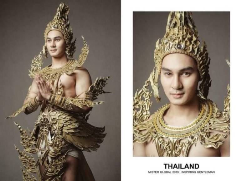 El modelo Jeerawat Vatchasakol representó a Tailandia con un elaborado traje.