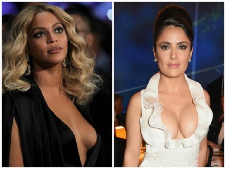 Beyoncé y Salma Hayek fueron las protagonistas el fin de semana por sus look. Las dos usaron unos escotes de vértigo.