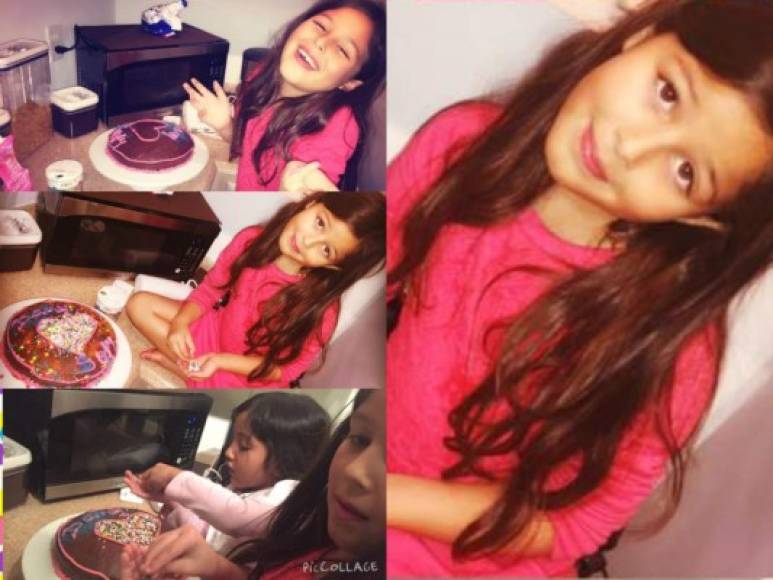 Nathalia comparte fotos de su hija haciendo un pastel.
