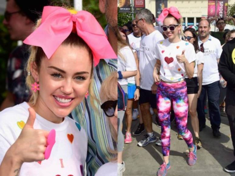 Miley este domingo 18 también participó haciendo pilates a favor de la ALS.