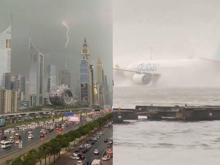 Unas fuertes lluvias afectaron este martes al funcionamiento de los aeropuertos de Dubái, que interrumpieron temporalmente sus operaciones por la inundación de las pistas, así como de las carreteras de acceso.