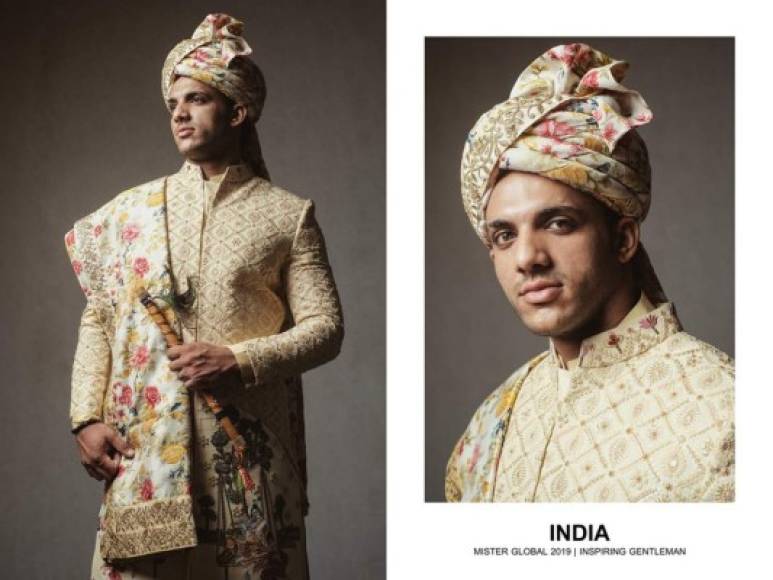Míster India, Rishabh Chaudhary, lució un traje inspirado en la realeza.