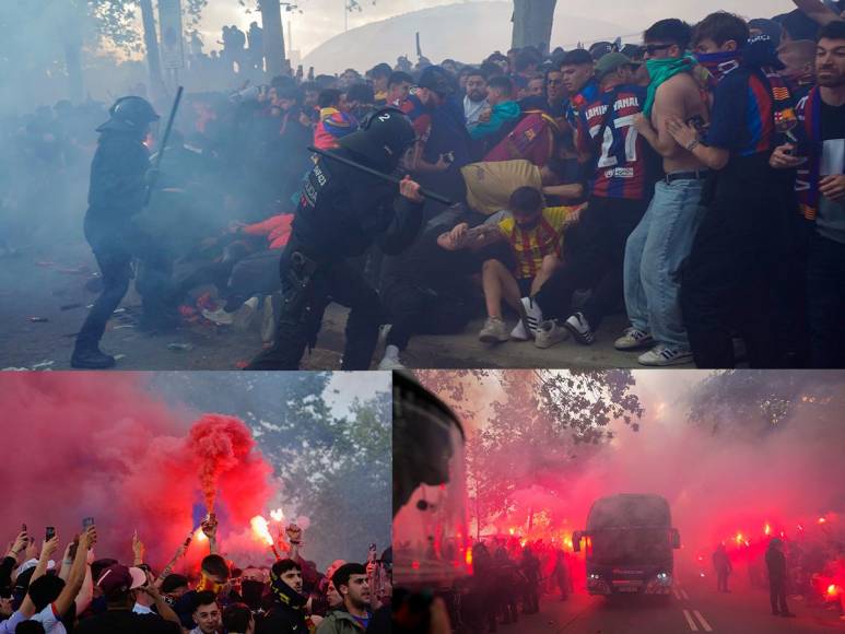 Varios incidentes ocurrieron en las afueras del estadios y llegada de los dos equipos en el estadio Lluís Companys.
