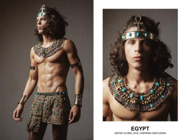 Mister Egipto, Adam Hussein, hizo un guiño a los antiguos faraones egipcios con un diseño que se llevó los aplausos en el evento y en las redes sociales.