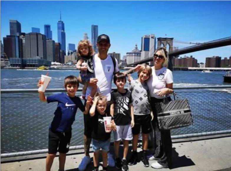 Mauro Icardi también estuvo de vacaciones en Nueva York con su familia.