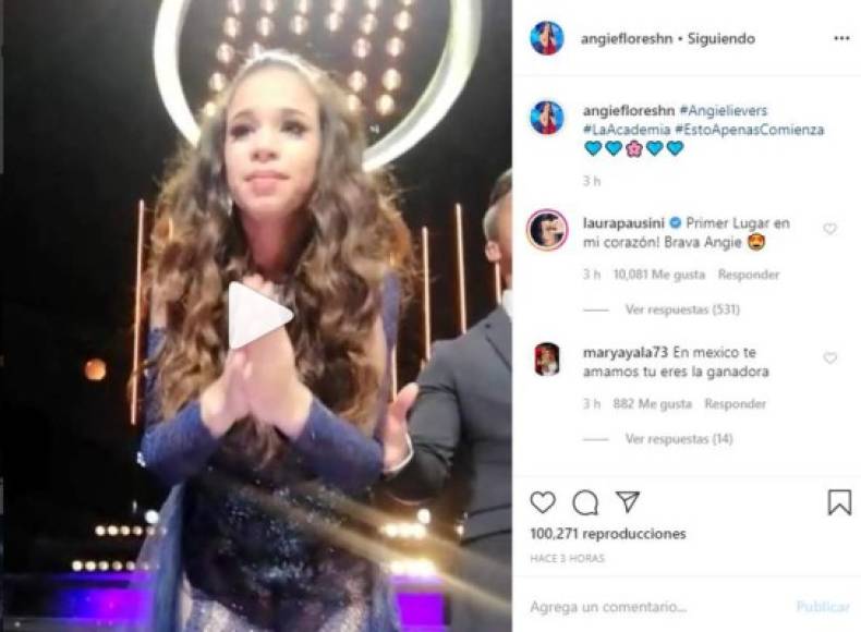 'Primer lugar en mi corazón', escribió Laura Pausini sobre un video de la hondureña, después de que se conociera que quedó en segundo lugar.