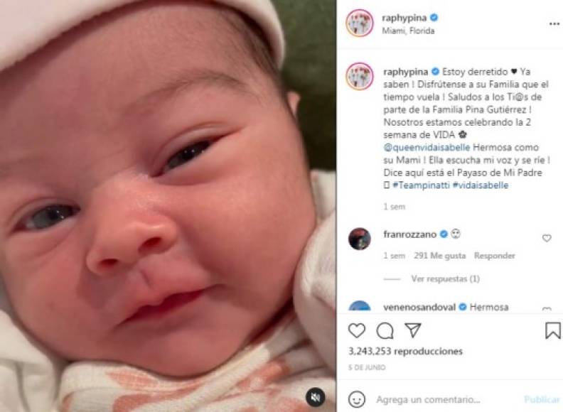 Los seguidores de la cantante la han felicitado por esta nueva etapa de su vida, y se deshacen en halagos para la pequeña Vida Isabelle.