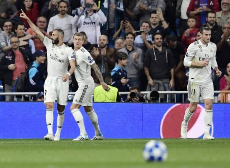 Benzema festejó por todo lo alto su anotación ya que tenía varios partidos de no poder golear.