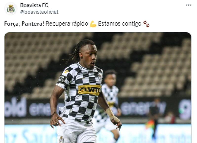 El Boavista de Portugal, club que tuvo a Elis en sus filas, le dedicó este posteo: “Fuerza, Pantera. Recupérate rápido. Estamos contigo”.