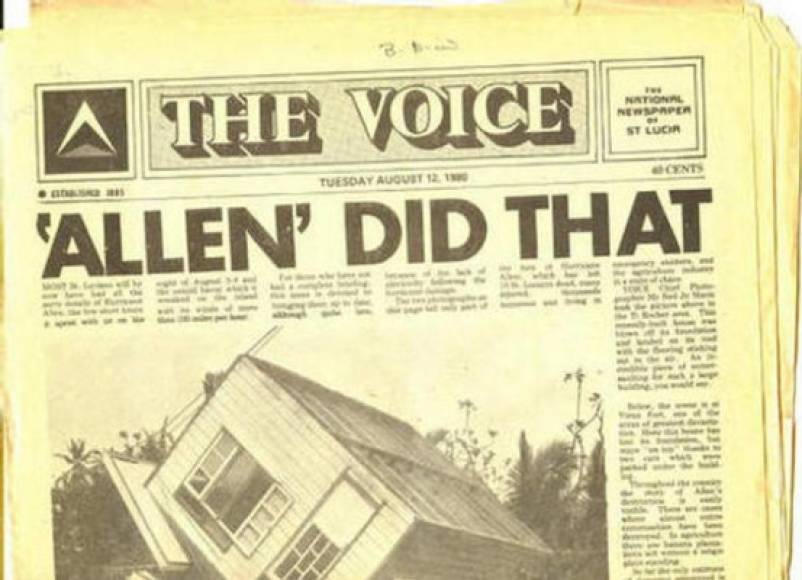 6. El fenómeno más devastador registrado en las últimas décadas fue el huracán Allen, que entre julio y agosto de 1980 alcanzó la categoría 5, con vientos sostenidos de hasta 305 kilómetros por hora.