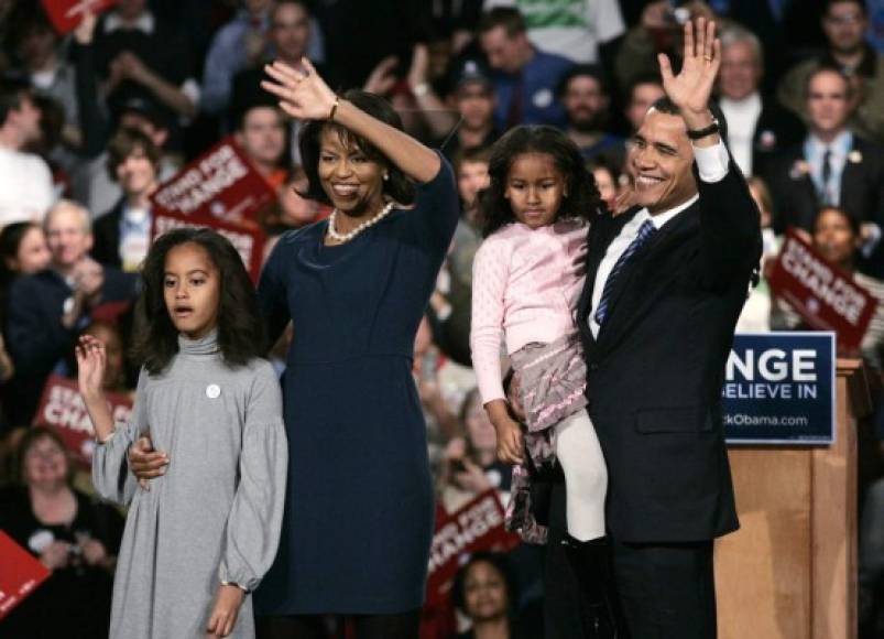 Las niñas Obama acompañaron a sus padres desde los inicios de la campaña presidencial del entonces senador de Illinois.