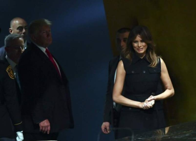 La primera dama estadounidense, Melania Trump, acompañó a su esposo, el presidente Donald Trump a la presentación de su segundo discurso en la Asamblea General de la ONU, este martes en Nueva York.