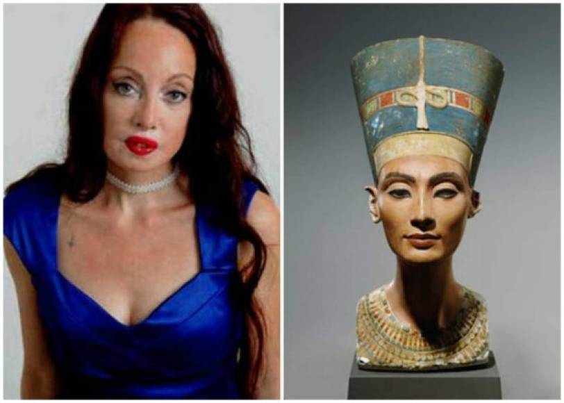 Este caso pareciera extraño, pero en esta mujer la inspiración ha sido un personaje histórico. Esta presentadora británica llamada Nileen Namita se ha sometido a 51 cirugías estéticas y se ha gastado más de 200.000 euros para parecerse a fígura egipcia de Nefertiti.
